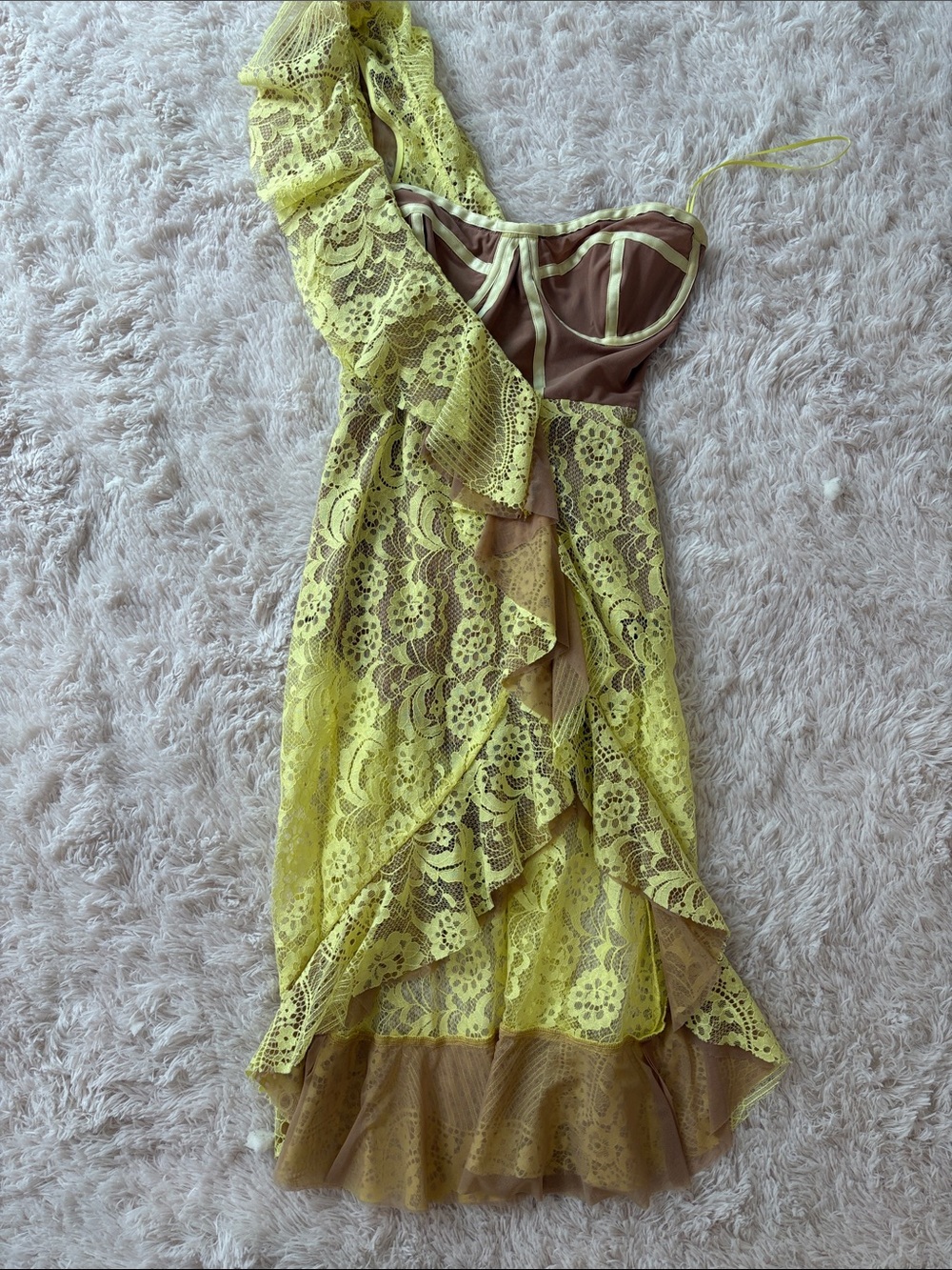 For love and lemons yellow tati dress one shoulder